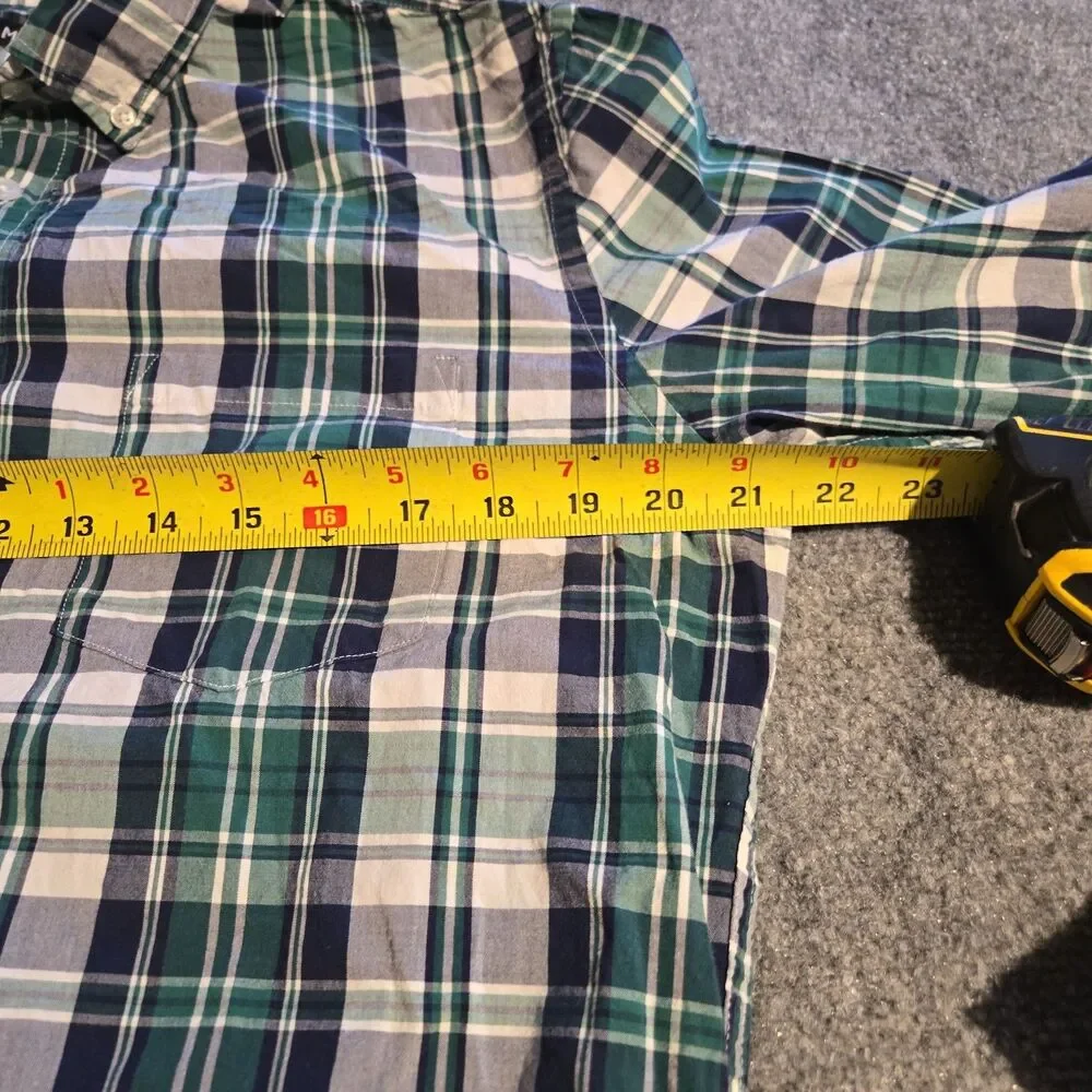 J Crew Mercantile Shirt Mens Medium Green Plaid Button Down Long Sleeve